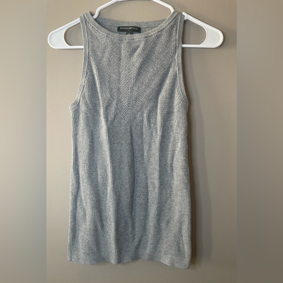 Banana Republic Womens Top Sleeveless Solid Gray Cotton Rayon XS - Picture 1 of 4